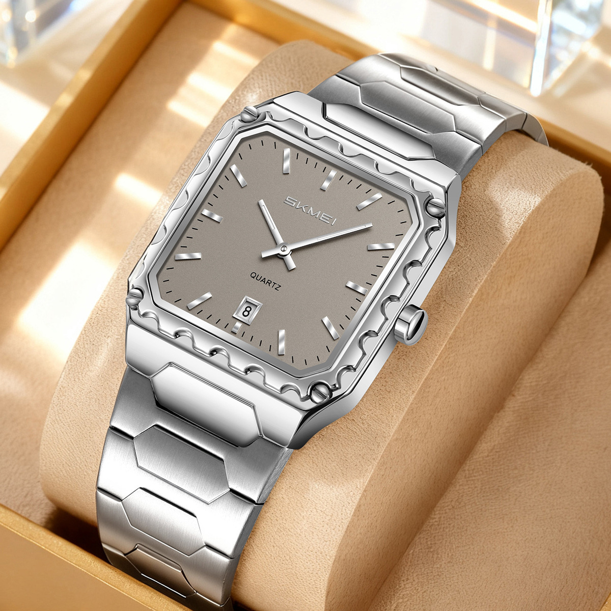 Momento de acero transfronterizo calendario de hombres relojes de cuarzo impermeable de negocios relojes punteros relojes de pulsera fábrica al por mayor
