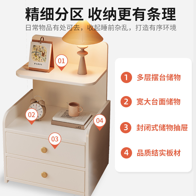 Mini dormitorio doméstico pequeño nórdico, armario de almacenamiento junto a la cama, armario pequeño, estante de cabecera para alquiler