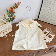 女童夏季新款米色背心上衣女宝宝休闲款时尚洋气品质童装欧若风潮