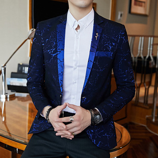 men suit autumn new suit men's slim fit hairdresser suit jacket men's coat fashionable blue