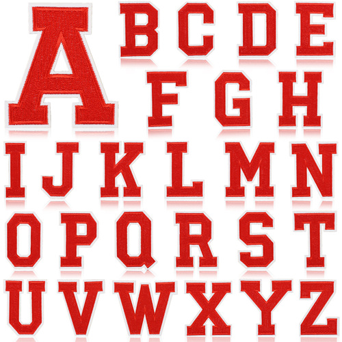 Xiaotian Large Red Embroidered Fabric Patch with 8cm Full-Stitch Alphabet Design—Perfect for Clothing Decorations & Computerized Embroidery