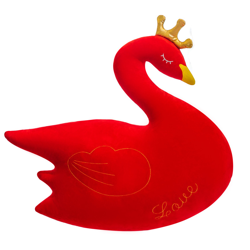 Celebrativo coroa roja gansos casados prensas de compromiso decoración diseño cisne un par de almohadas pareja muñeca muñeca