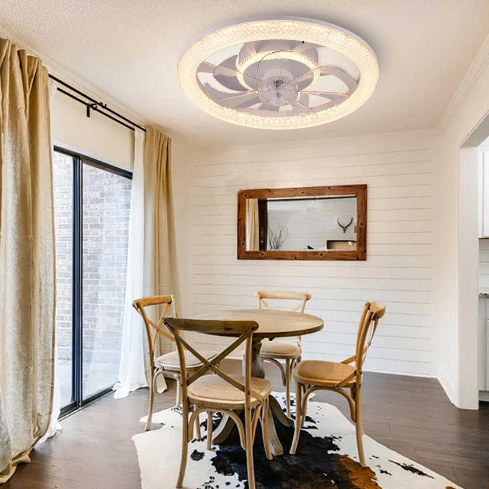 Transfronterizo caliente RGB dormitorio ventilador de techo luz graffiti inteligente restaurante ventilador luces Zhongshan ventilador lámpara fábrica