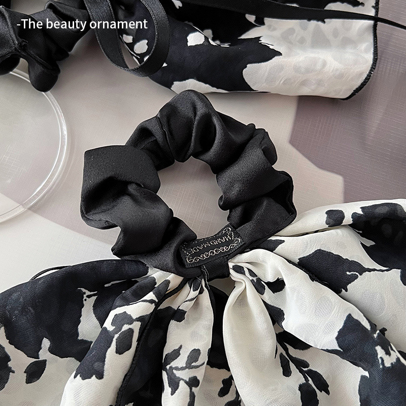 Retro floreciente correa arco intestino grueso anillo de cabello de cola de caballo femenina elegante correa de correa de correa de correa 2024 nuevo