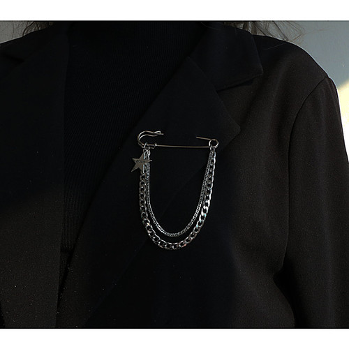 Titanium steel cross brooch for men and women ins trendy fashion personalized pin decorative chain creative versatile clothing accessories