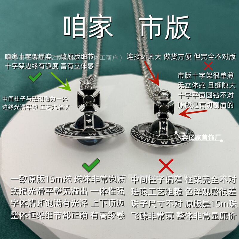 Empress Dowager Nana Collaboration Orb Large Necklace for Women Enamel 3D Saturn 15mm Limited Edition Sweet Clavicle Chain Empress Dowager Nana Collaboration Orb Large Necklace for Women Enamel 3D Saturn 15mm Limited Edition Sweet Clavicle Chain