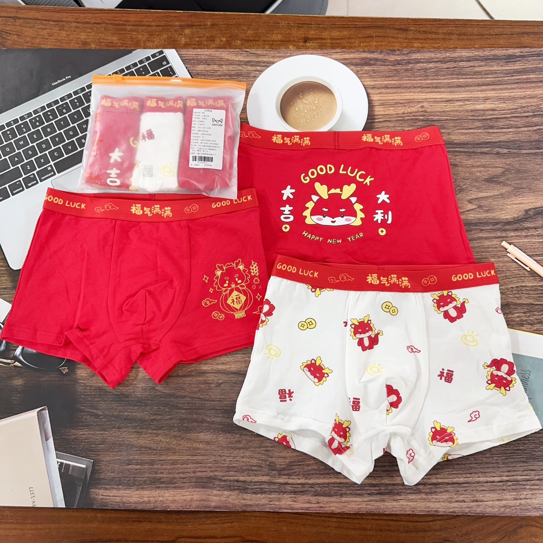 Cat REN cotton boys boxer underwear 5A antibacterial crotch big red boys boxer brand children's underwear wholesale