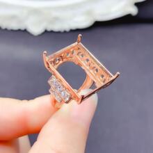 S925�y��ָ���� �L��15*20mm�18K�׽�õ����S��ɫ Ů �Ƕ