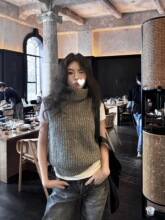 2025新款秋装韩系显瘦时尚气质慵懒风高级感高领无袖针织毛衣女装