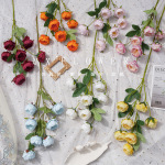 7头玲珑牡丹绢布仿真花室内客厅装饰摆件桔假花批发婚礼花墙插花