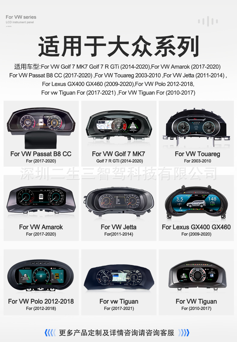 Suitable for Volkswagen Magotan B8/CC/Passat/ARTE0 car dashboard, five universal LCD dashboards