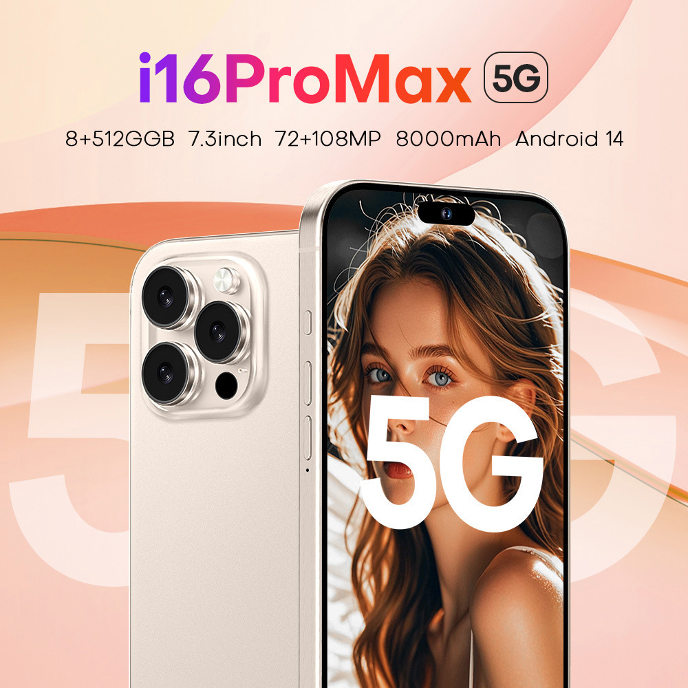 Cross-Border Ai Brand New Original 16Promax Dual-Sim Dual-Standby All-Network Smartphone Direct Sales from the Source Cheap Phone