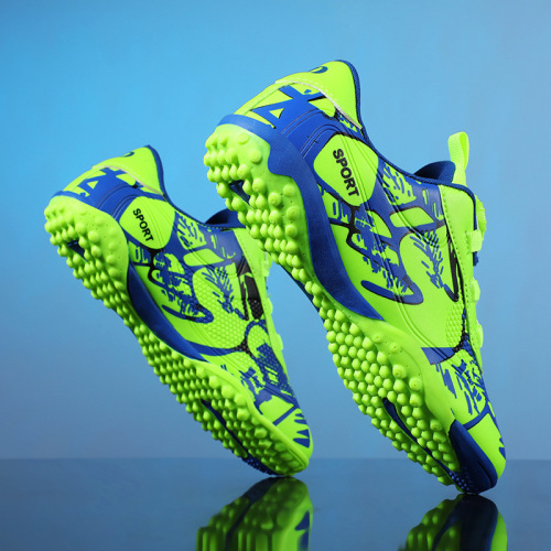 Children's Football Shoes for Boys, TF Frictional Cleats, Sports Cleats with Breathable Design, Rotary Button Professional Training Shoes for Young Students, Boys