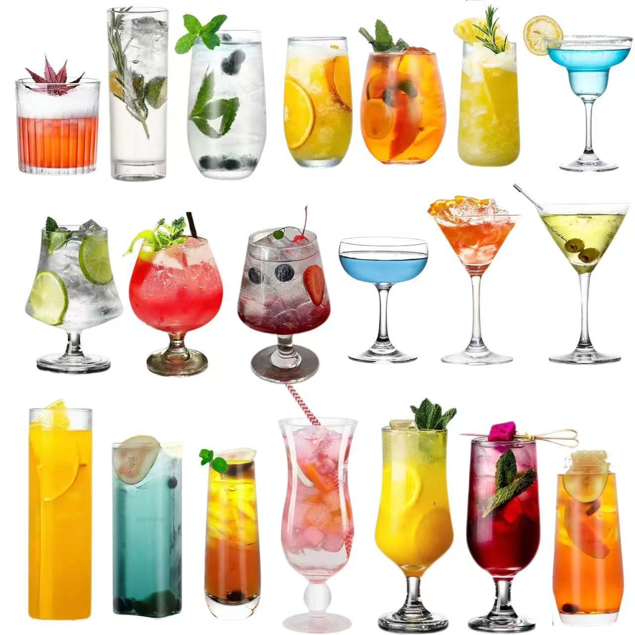 Coctel taza de combinación para damas mezclar taza de bebida fría batido taza de jugo taza de vino de vidrio sensación de alto nivel