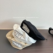ins韩国宝宝贝雷帽薄款时髦字母标男女童复古儿童帽子 画家帽时装