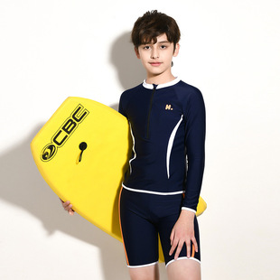 Haizhong lanjing 2021 new boys' swimsuit big children 10-15 years old long sleeve split children's swimsuit one-piece delivery