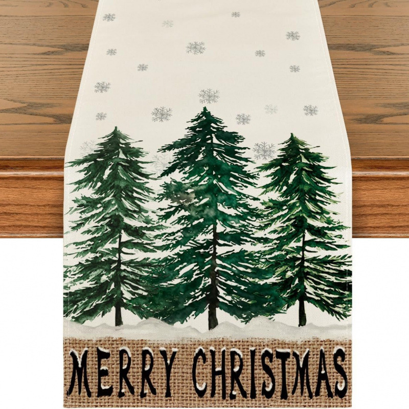 クロスボーダー Amazon クリスマスパーティー装飾テーブルフラグ雪だるまクリスマスツリーデザインホームキッチンプリントテーブルクロス|undefined