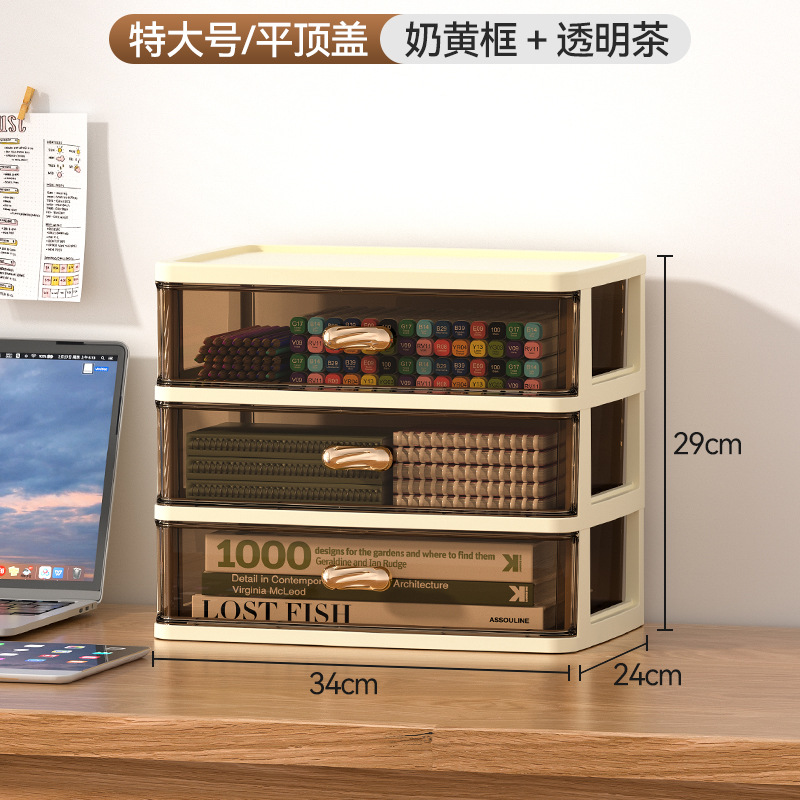 Caja de almacenamiento transparente de escritorio tipo cajón escritorio de oficina ordenar artefactos cosméticos estante caja de armario