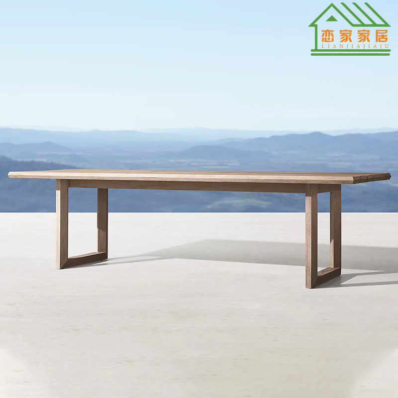 Mesas y sillas de teca al aire libre Mesas y sillas antiguas de madera maciza Patio Jardín Villa Terraza Junto a la piscina Mesas y sillas de comedor de lujo al aire libre