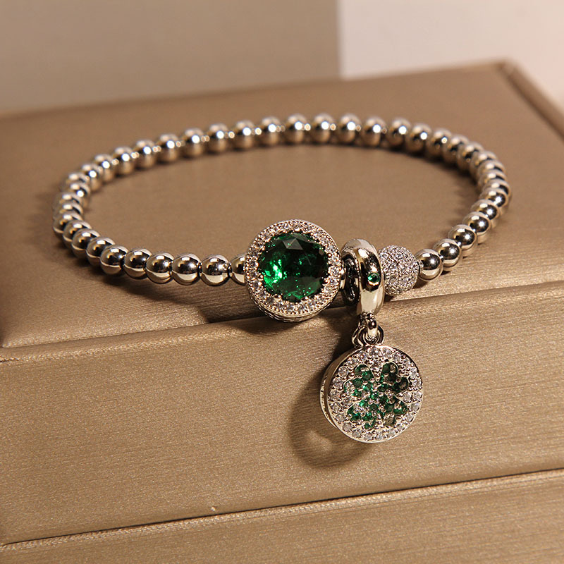 Green Bead Bangle Bracelet For Women Niche Light Luxury Style_voghion.com