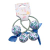 Children's hair accessory, cloth, hair rope with bow, Korean style, floral print