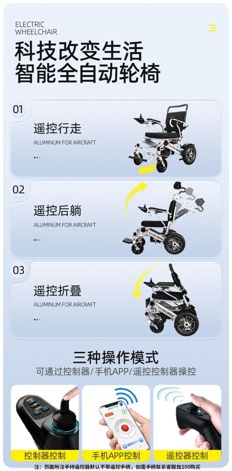 German Kalaibao electric wheelchair for elderly and disabled people, suitable for two-person travel, intelligent, foldable, fully automatic, and reclining