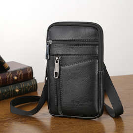新款8寸多功能男士斜挎包 pu皮可穿皮带手机腰包单肩迷你零钱小包