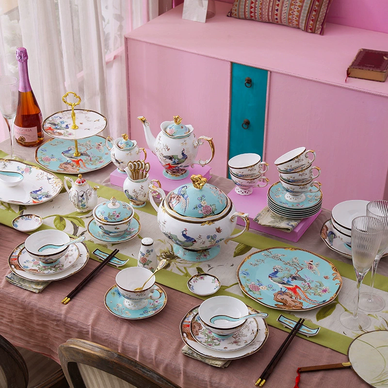 Tableware, porcelain set, light luxury style, Chinese style