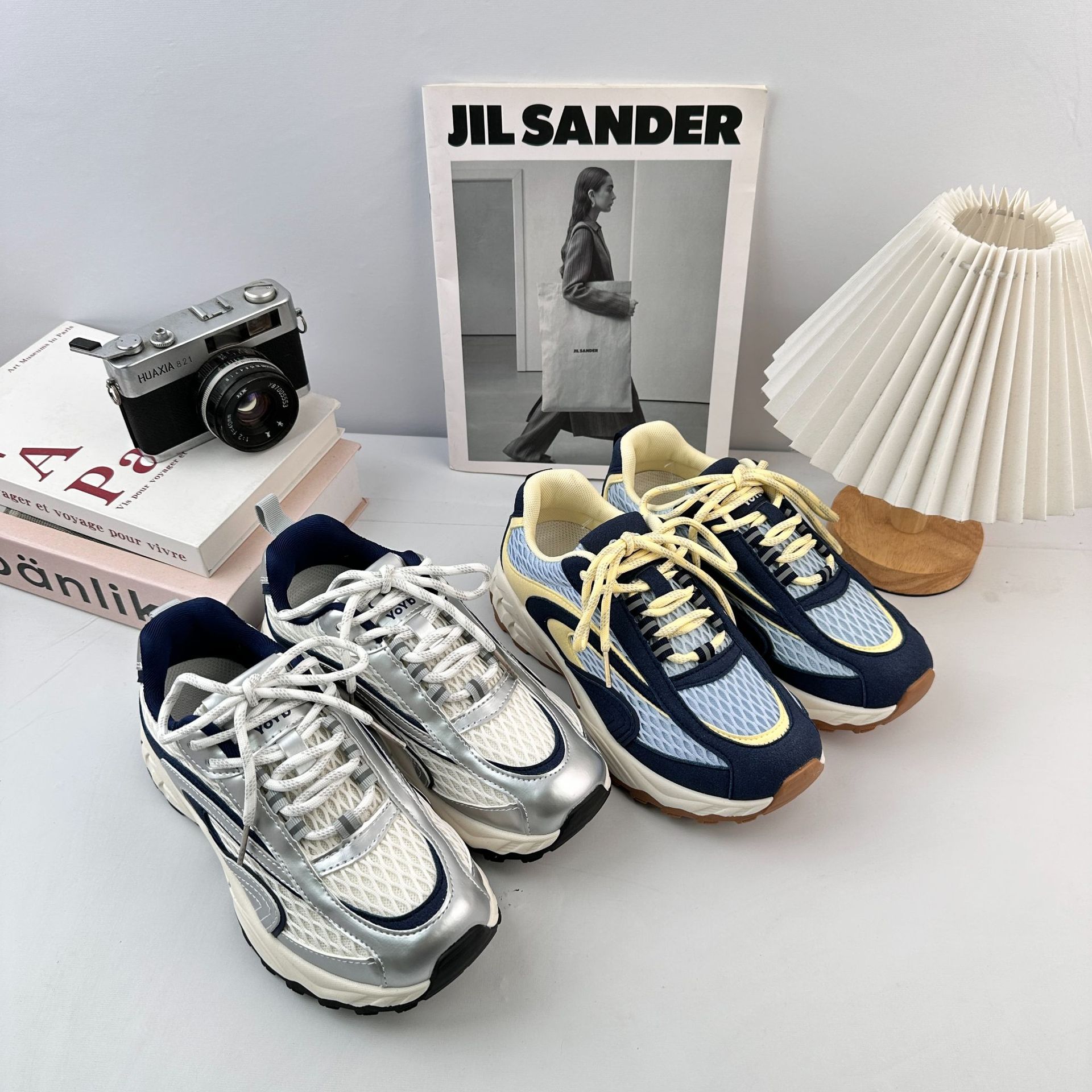 YUANBO zapatos de papá con suela gruesa zapatos blancos de mujer 2025 nuevos zapatos deportivos de malla transpirable de otoño