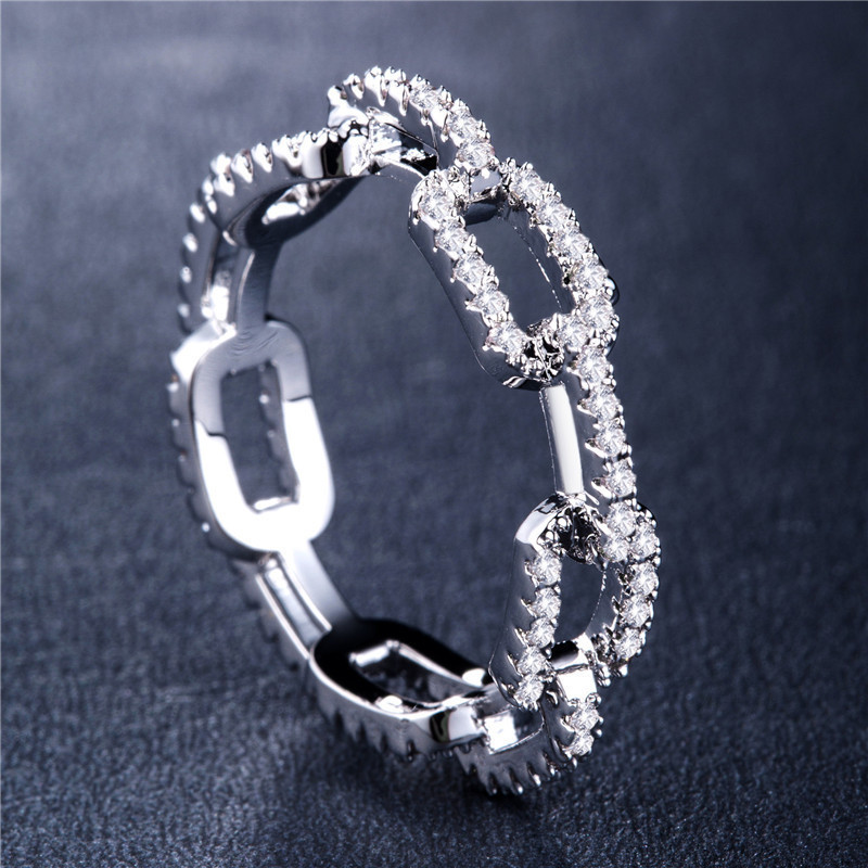 Europe and the United States wish explosive creative lock chain ladies zircon ring rose gold luxury jewelry wholesale r5994 Europe and the United States wish explosive creative lock chain ladies zircon ring rose gold luxury jewelry wholesale r5994