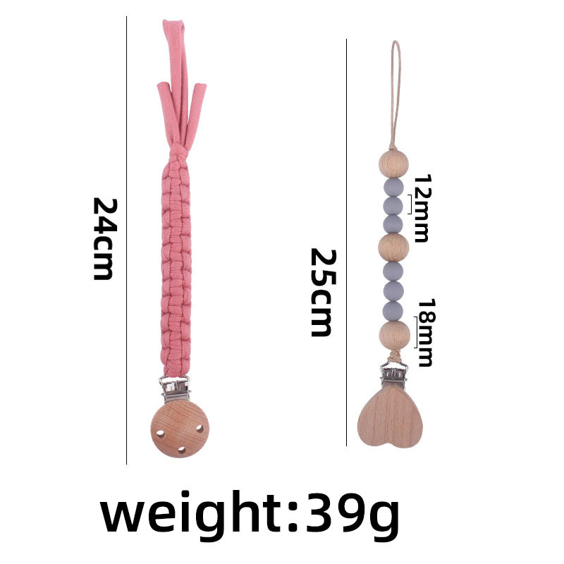 Nuevos suministros para bebés Beech Love Clip calmante bebé tela de algodón anti-gota Cadena de silicona perlas pezón cadena traje
