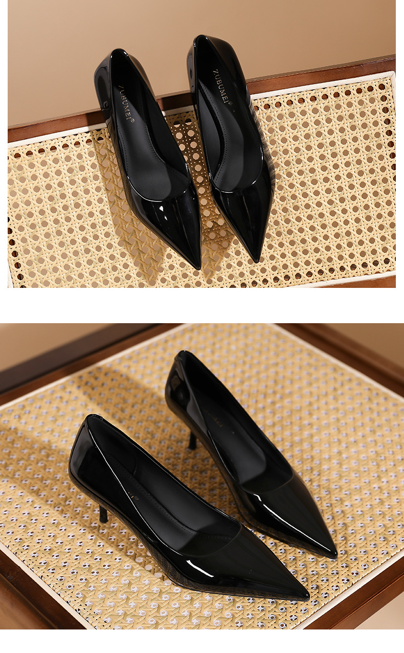 Giày cao gót nữ mũi nhọn phong cách Hàn Quốc, gót 5 cm, kiểu dáng quyến rũ — Đen-5CM chi tiết 9