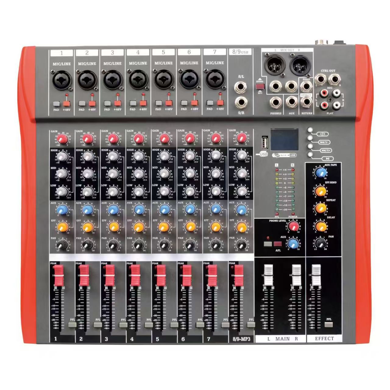 Mezclador profesional de 6 / 8 / 12 con efecto de reverberación USB Bluetooth para rendimiento de audio de escenario