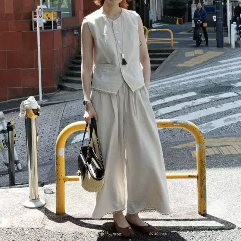 "Le Cercueil" Selected Linen-Cotton French Artistic Lace-Up Casual Pants/Vest from "White Drawing Workshop" "Le Cercueil" Selected Linen-Cotton French Artistic Lace-Up Casual Pants/Vest from "White Drawing Workshop"