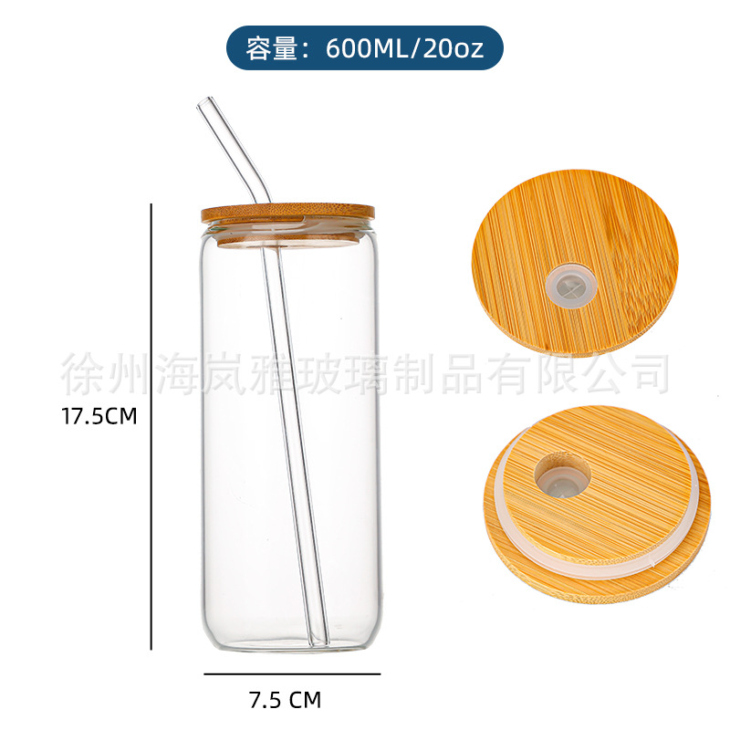 Amazon 16oz Coca-Cola con cubierta de bambú Mason botellas de vidrio de paja tazas de agua tazas de jugo de cóctel tazas de cerveza