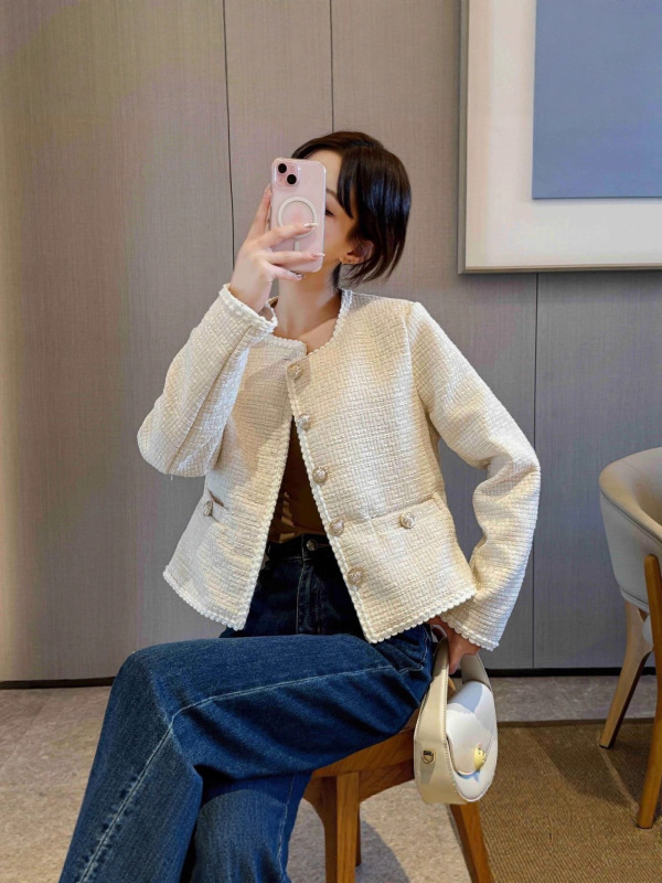 法式名媛小香风外套女春秋新款小个子气质显瘦爆款粗花呢短款上衣|undefined