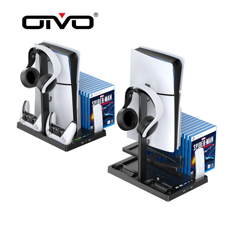 OIVO [PS5 SLIM主机风扇散热底座PS5轻薄款通用款卡碟耳机收纳支架]
