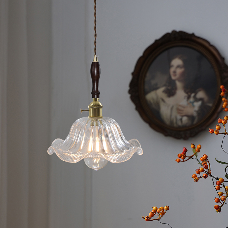 透明玻璃老上海民国怀旧田园灯具餐厅咖啡厅黄铜灯头复古风小吊灯