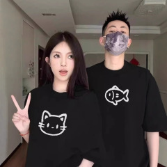 夏純綿半袖tシャツカップル服だらだらしています。