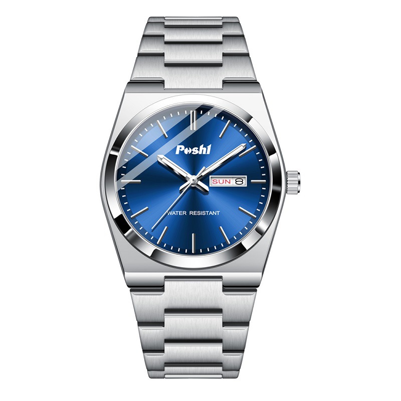 Reloj de hombre de lujo de la marca suiza, reloj de cuarzo de doble calendario de moda impermeable, reloj de hombre de negocios explosivo en vivo