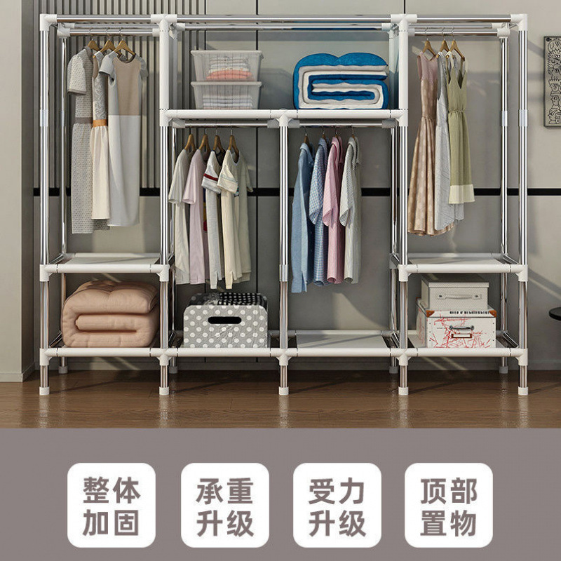 耐用加粗组装结实全钢架柜出租房立式加固衣橱子简易衣柜家用卧室|undefined