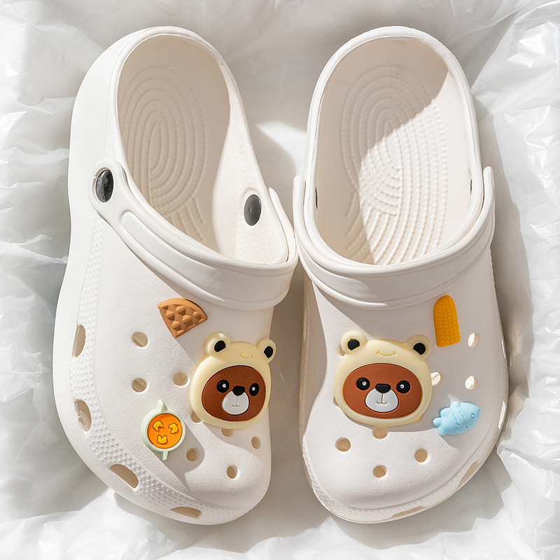 EVA Nurse Beach Cave Shoes Women's Summer Big Head Bear Cartoon New Style Thick-soled Ins Outwear All-match Baotou Sandals