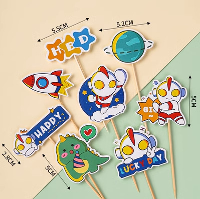 Baking Cake Card Inserted Birthday Cake Decoration Cartoon Cake Card Inserted Children's Birthday Cake Decoration Convex Man