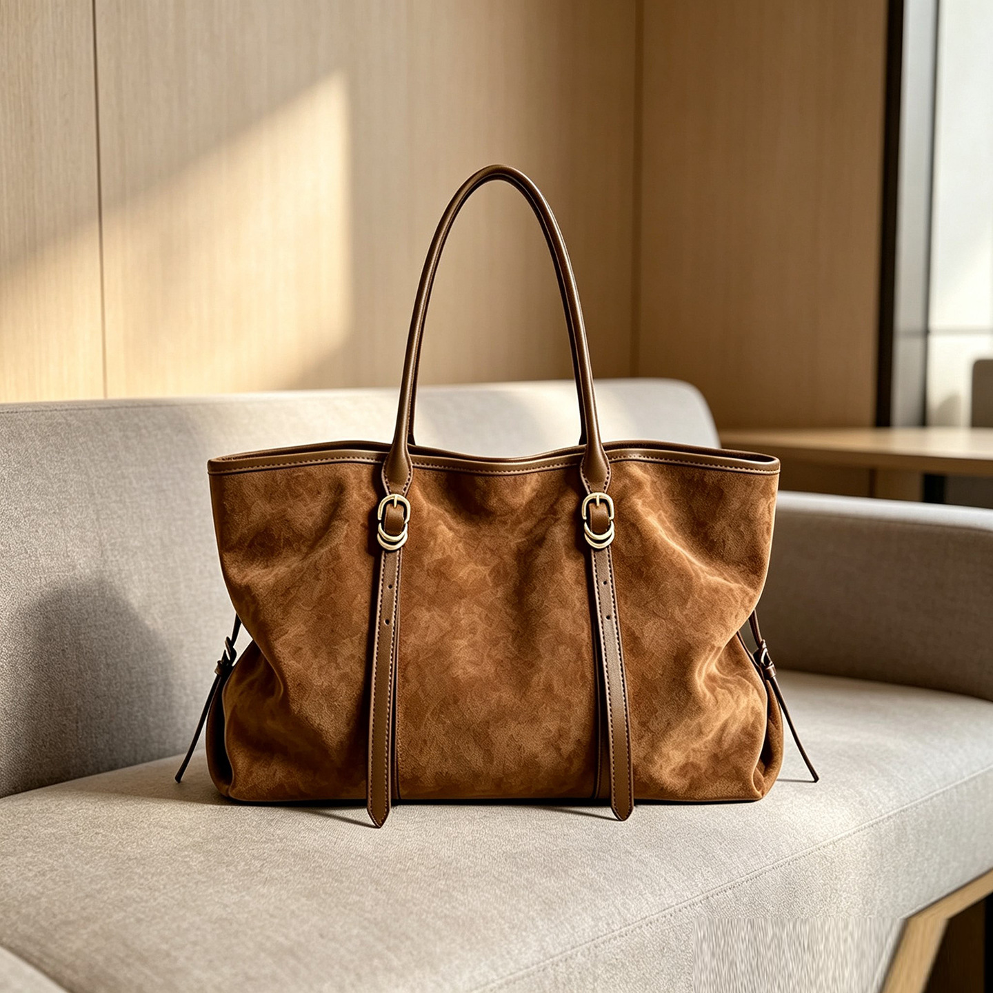 2026 new stylish cross-border suede tote bag, minimalist design, versatile for everyday use, large capacity, women's shoulder bag