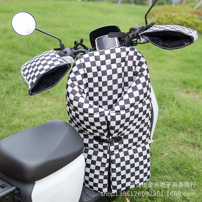 Coche eléctrico a prueba de viento edredón invierno dividida engrosada de doble cara impermeable engrosada vellón forrado batería motocicleta cubierta a prueba de viento invierno