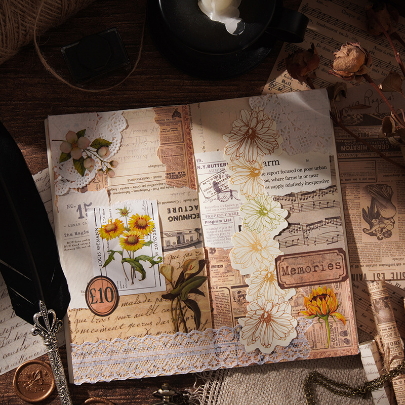 Libro de estilo europeo Rima Retro Material de cuenta manual Papel de bricolaje Material de decoración de paisajismo Material de cuenta manual de mensaje no pegajoso