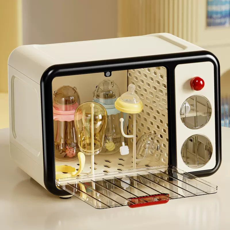 奶瓶收纳盒带盖防尘收纳箱放婴儿宝宝水杯餐具晾干沥水碗筷置物架