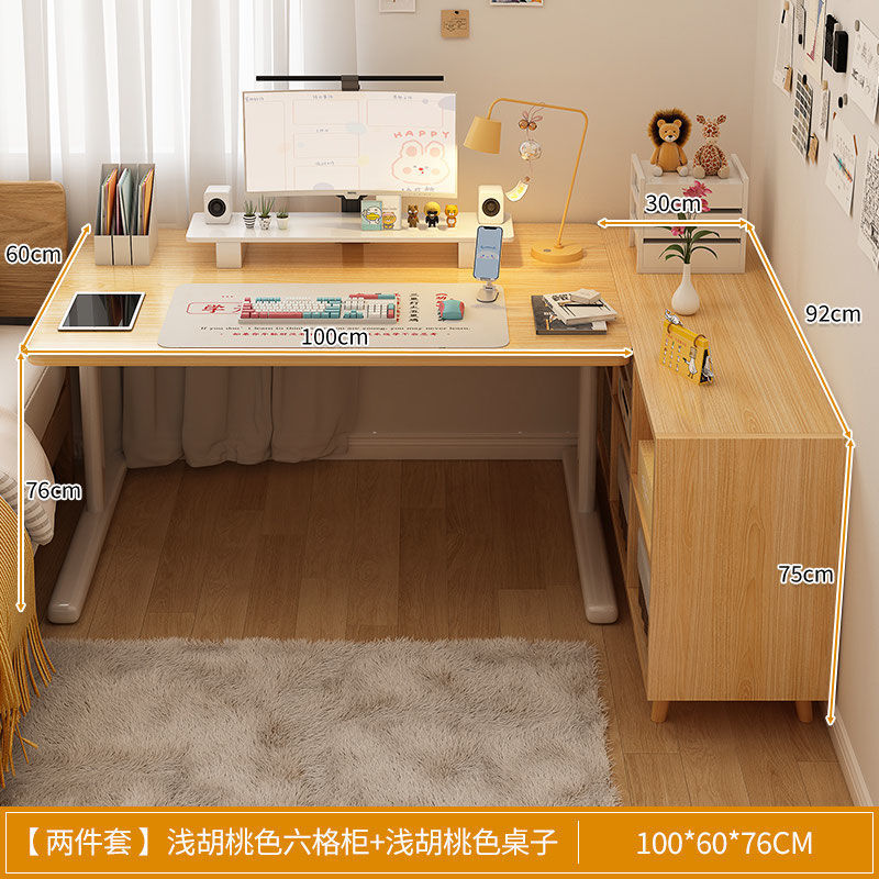 Escritorio de computadora, escritorio, estantería, escritorio en casa para estudiantes, escritorio de oficina de aprendizaje para niños, dormitorio en forma de L, niñas