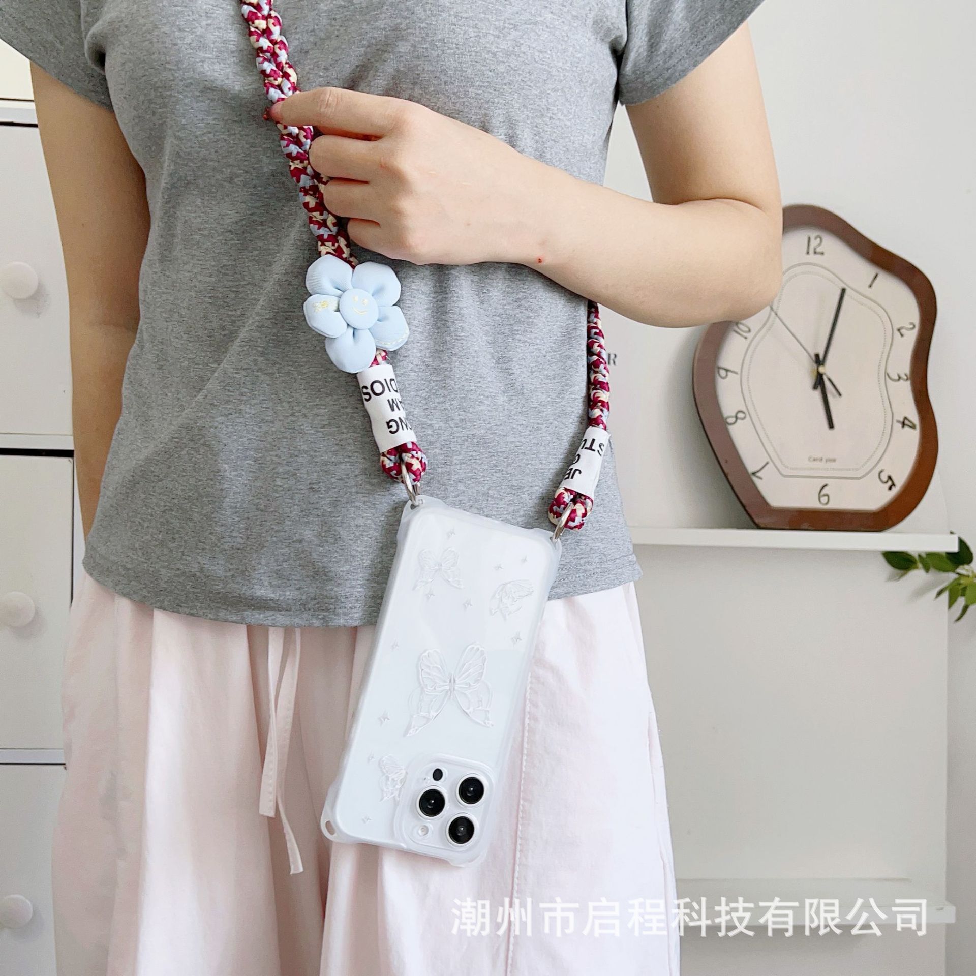 手机挂绳长款绳花朵垫片麻绳挂件纽扣挂绳包包手机壳夹片防丢吊绳-阿里巴巴