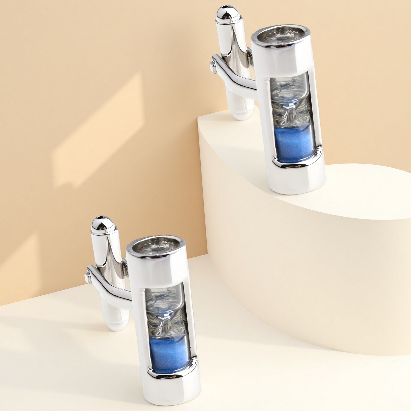 [Authentic] Tang Zegang Time Hourglass Cufflinks Men's Cufflinks French Shirt Cufflinks Blue